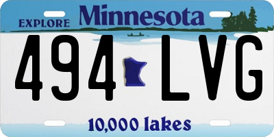 MN license plate 494LVG