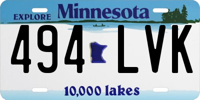 MN license plate 494LVK