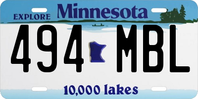 MN license plate 494MBL