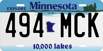 MN license plate 494MCK
