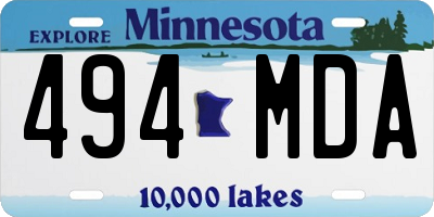 MN license plate 494MDA