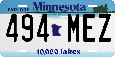 MN license plate 494MEZ