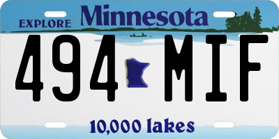 MN license plate 494MIF
