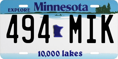 MN license plate 494MIK