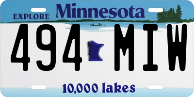 MN license plate 494MIW