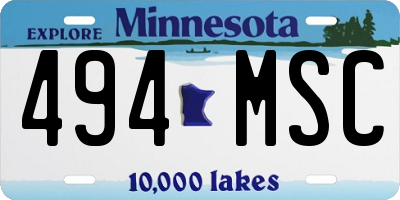 MN license plate 494MSC