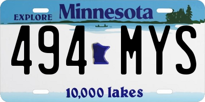 MN license plate 494MYS