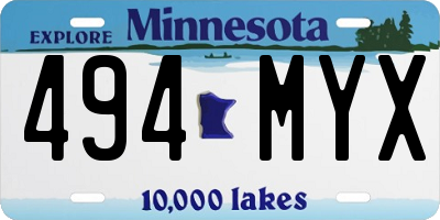 MN license plate 494MYX