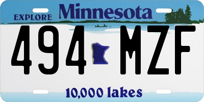 MN license plate 494MZF