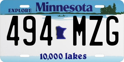 MN license plate 494MZG