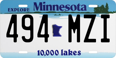 MN license plate 494MZI