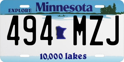 MN license plate 494MZJ