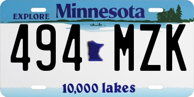 MN license plate 494MZK