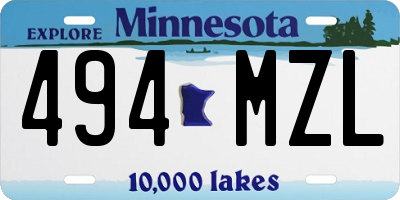 MN license plate 494MZL