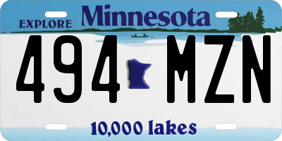 MN license plate 494MZN