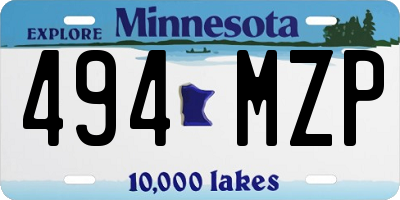 MN license plate 494MZP