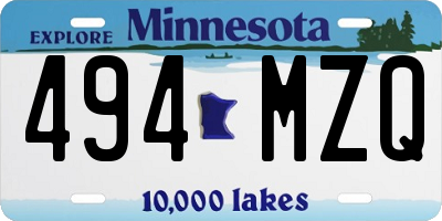MN license plate 494MZQ