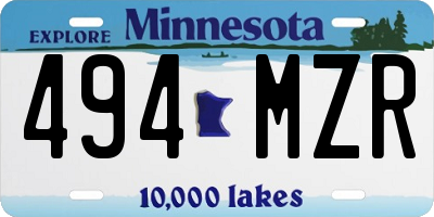MN license plate 494MZR