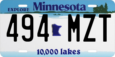 MN license plate 494MZT