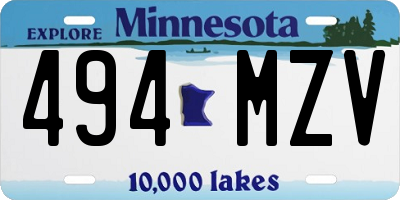 MN license plate 494MZV