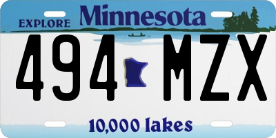 MN license plate 494MZX
