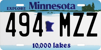MN license plate 494MZZ