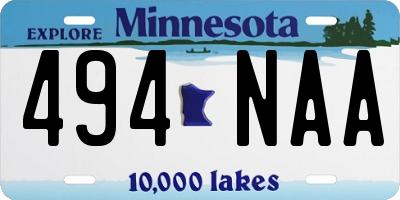 MN license plate 494NAA