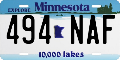 MN license plate 494NAF