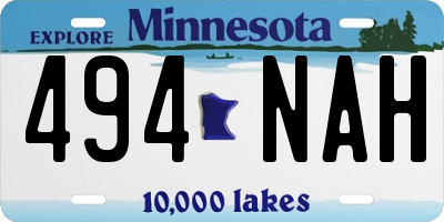 MN license plate 494NAH