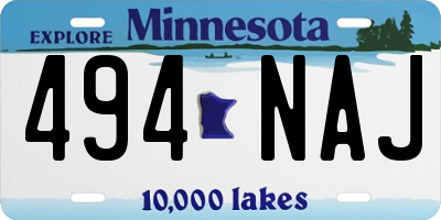 MN license plate 494NAJ