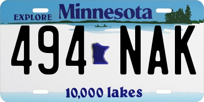 MN license plate 494NAK