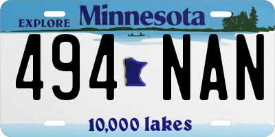 MN license plate 494NAN