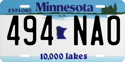 MN license plate 494NAO