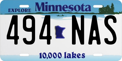 MN license plate 494NAS