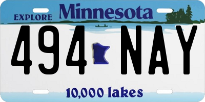 MN license plate 494NAY