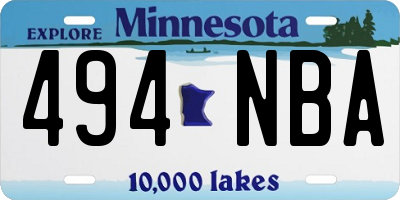 MN license plate 494NBA