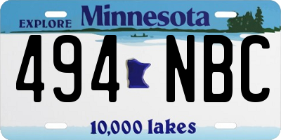 MN license plate 494NBC