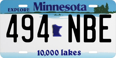 MN license plate 494NBE