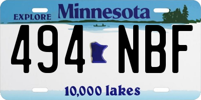 MN license plate 494NBF