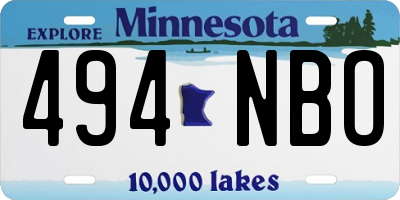 MN license plate 494NBO