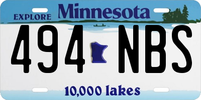 MN license plate 494NBS