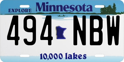 MN license plate 494NBW