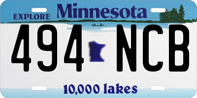 MN license plate 494NCB