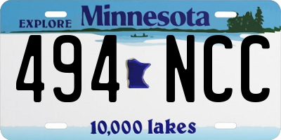 MN license plate 494NCC