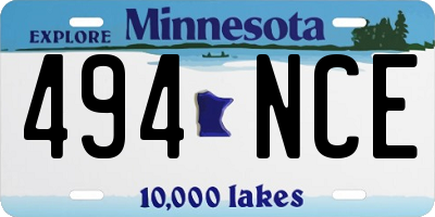 MN license plate 494NCE