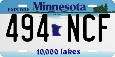 MN license plate 494NCF
