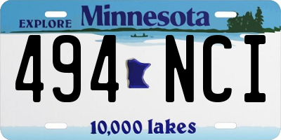 MN license plate 494NCI