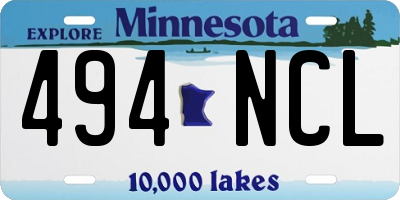 MN license plate 494NCL