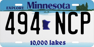 MN license plate 494NCP