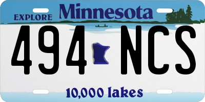 MN license plate 494NCS